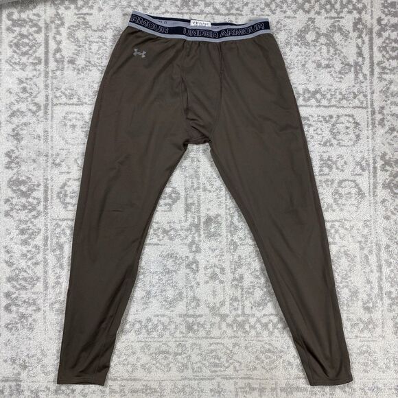 Under Armour Thermal Pants Brown Coldgear Fitted Mens Pants Size 2XL XXL - Picture 1 of 6